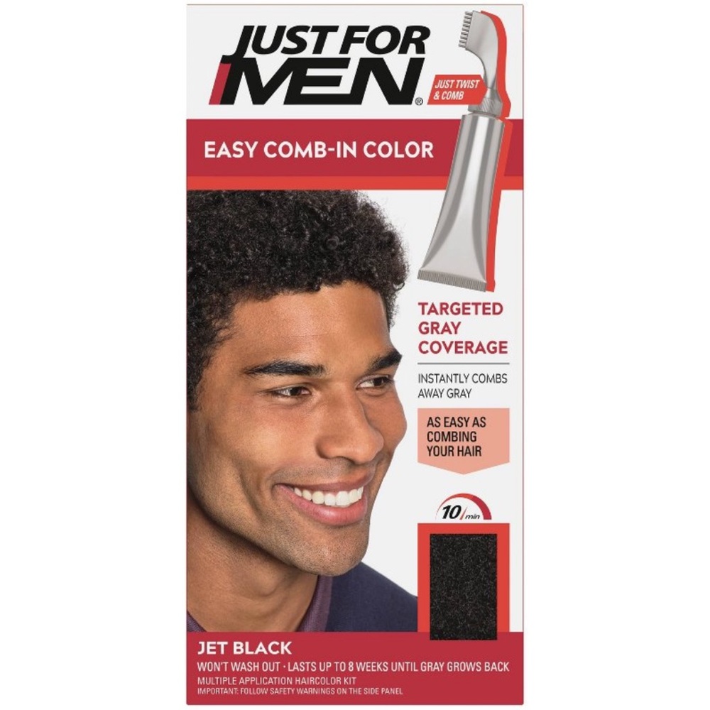 Just for Men Easy Comb -In Gray Hair Coloring for Men Comb Applicator-Jet Black